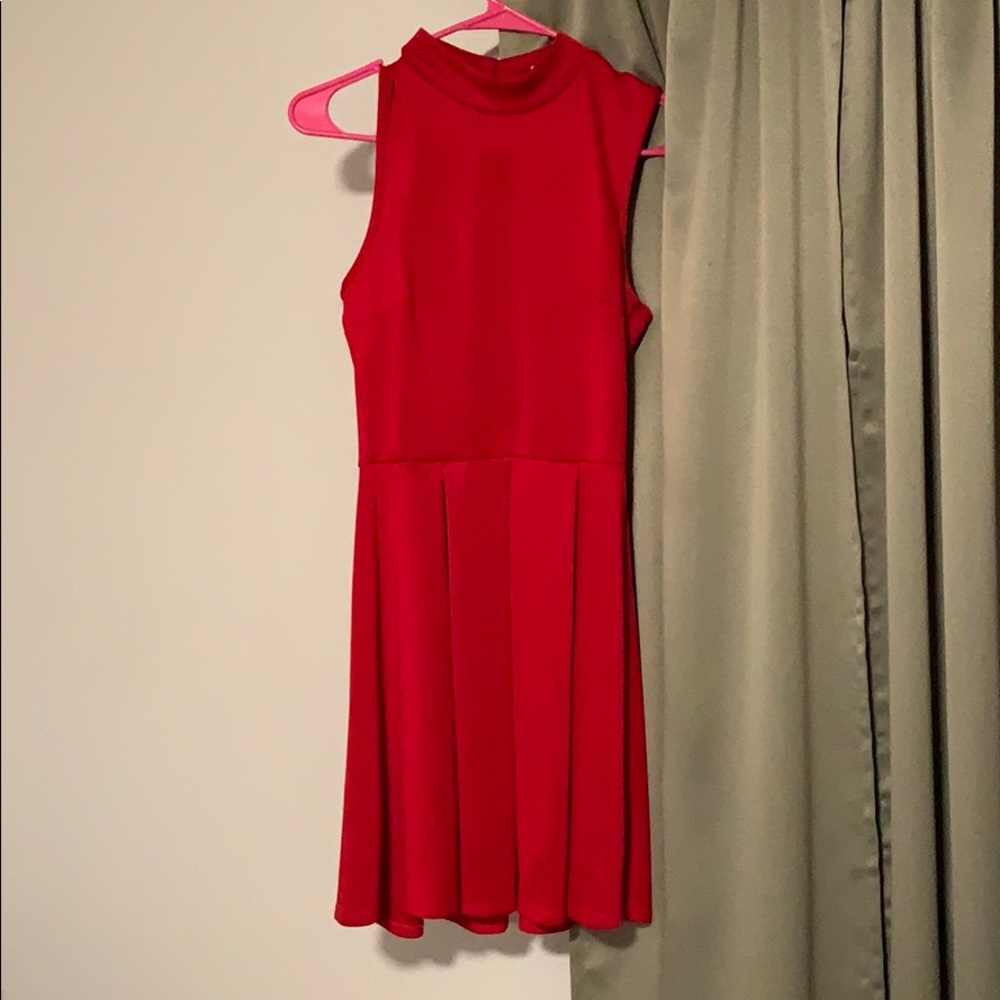High neck Red Dress
